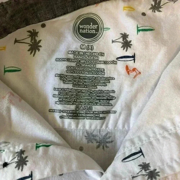 Boys Wonder Nation Size 8 Dress Shirt‎ and Gray Shorts Outfit - Picture 4 of 7